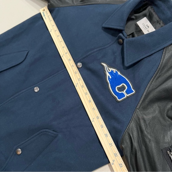 BNWT RRP 695$ COACH WOOL GOAT LEATHER VARSITY JACKET MENS SIZE M F24299 - Picture 11 of 13